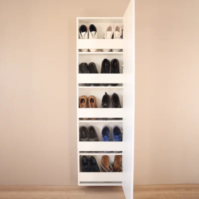 Porte chaussures suspendu avec miroir - Blanc
