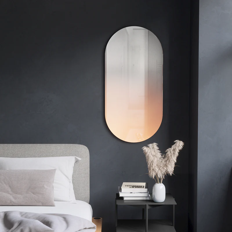 Miroir oval effet brumeux rosé – Image 3