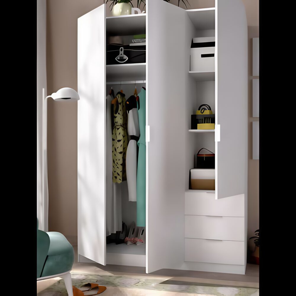 Armoire 3 portes effet bois 121x52 cm – Image 4