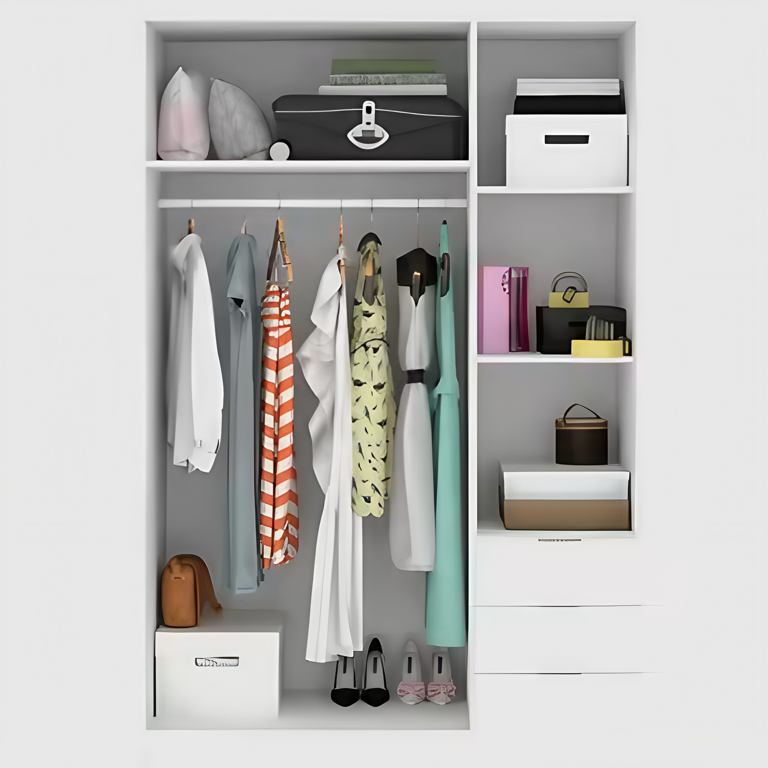 Armoire 3 portes effet bois 121x52 cm – Image 3