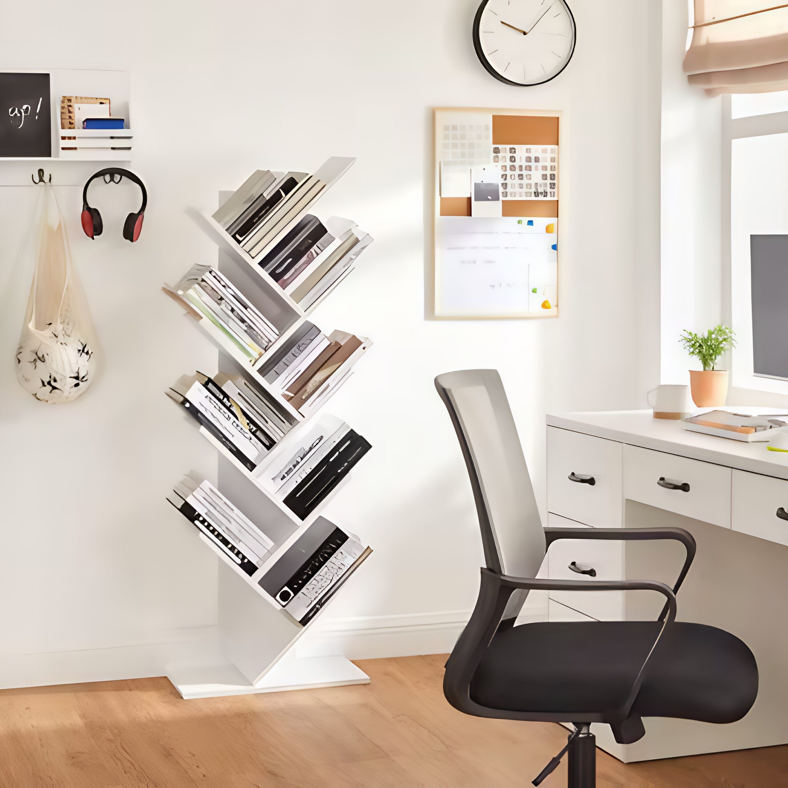 Bibliothèque 9 niveaux forme d'arbre moderne effet bois – Image 4