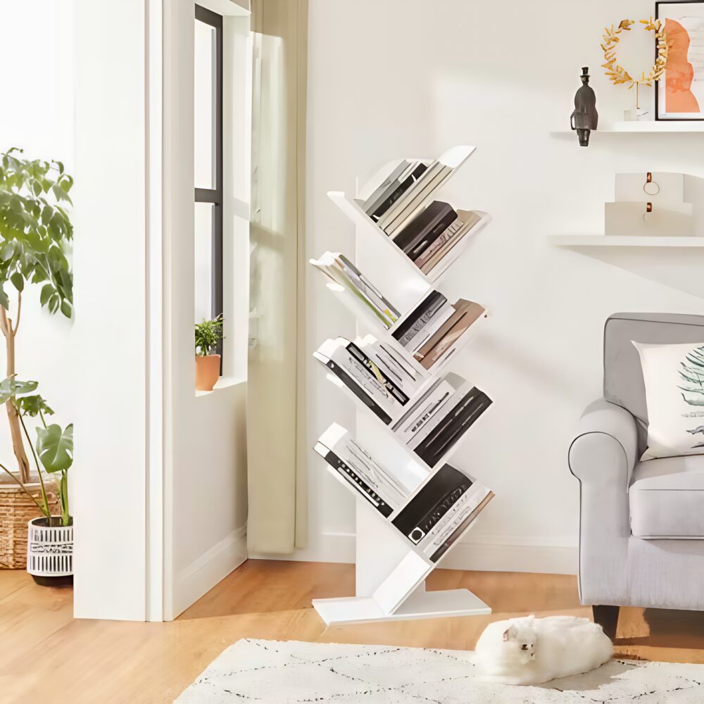 Bibliothèque 9 niveaux forme d'arbre moderne effet bois – Image 2