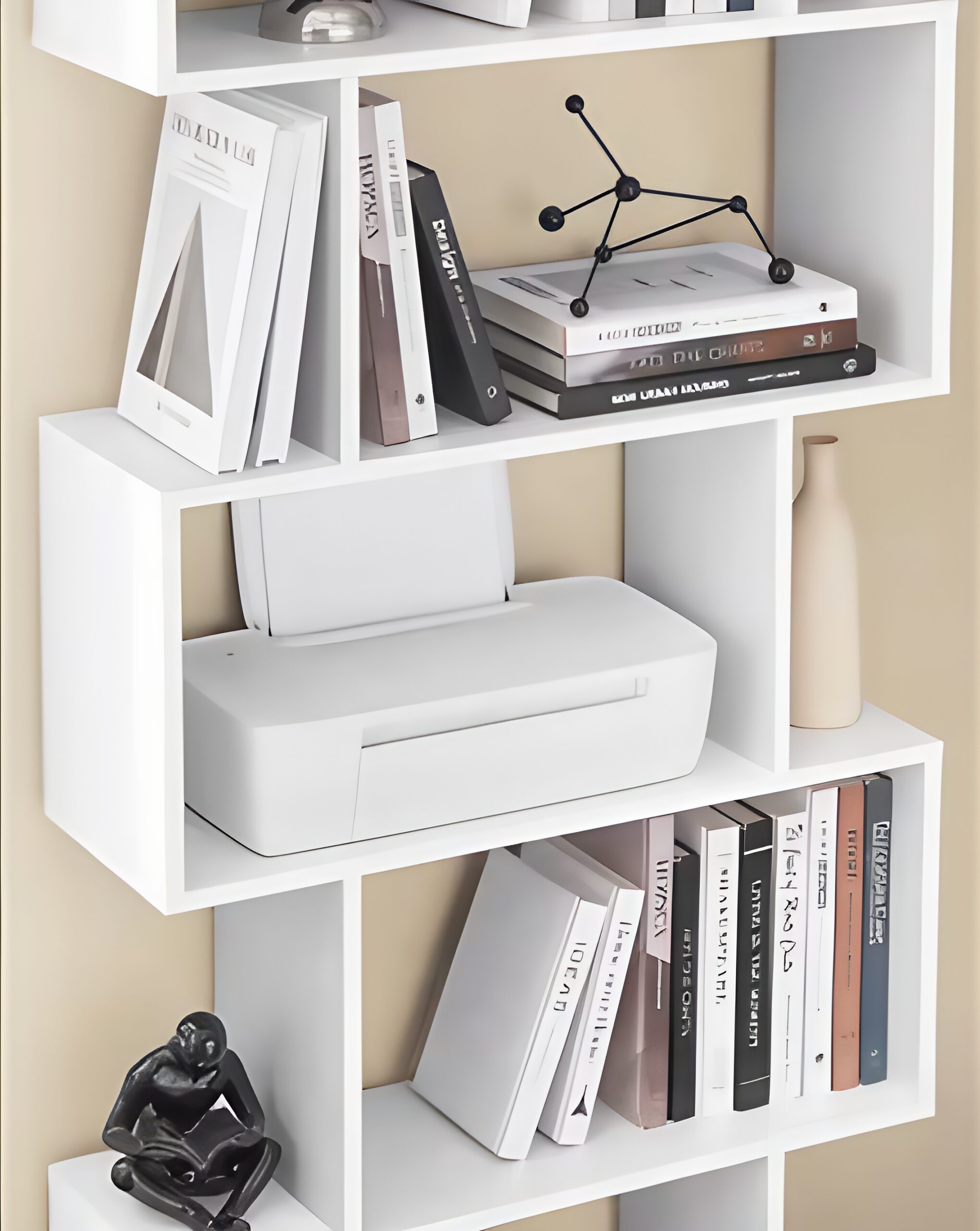 Étagère 6 niveaux zigzag style moderne effet bois – Image 3