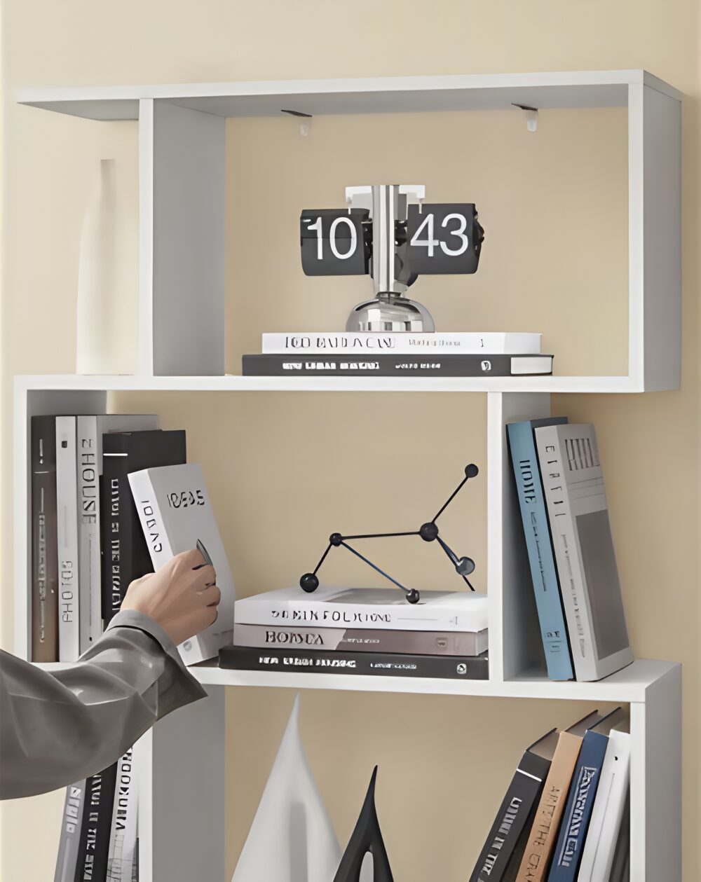 Étagère 6 niveaux zigzag style moderne effet bois – Image 4