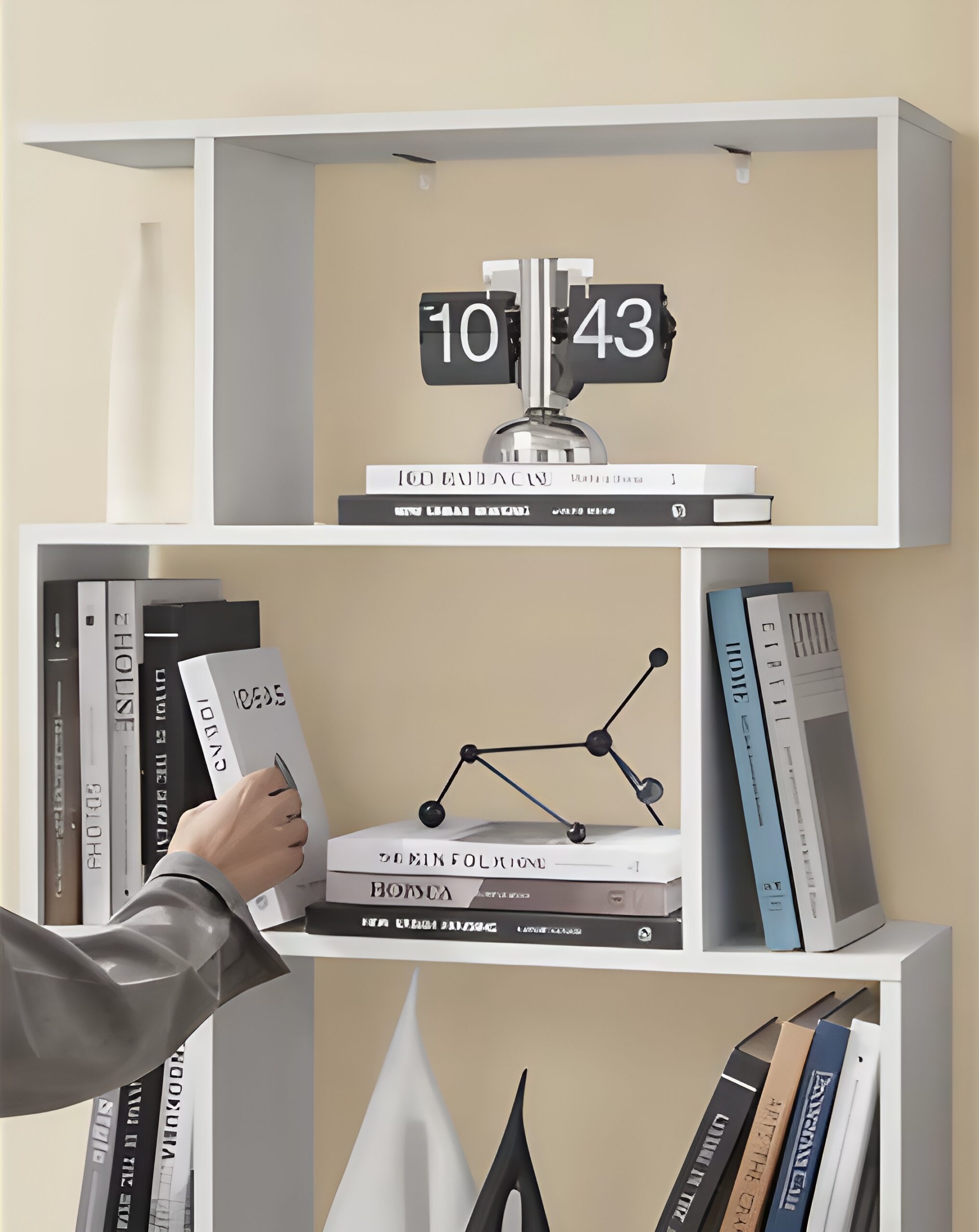 Étagère 6 niveaux zigzag style moderne effet bois – Image 4