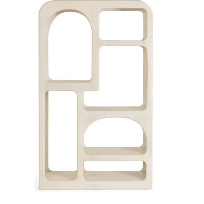Bibliothèque design Tunisie en bois crème avec niches