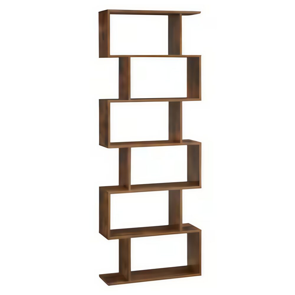 Étagère 6 niveaux zigzag style moderne effet bois – Image 8