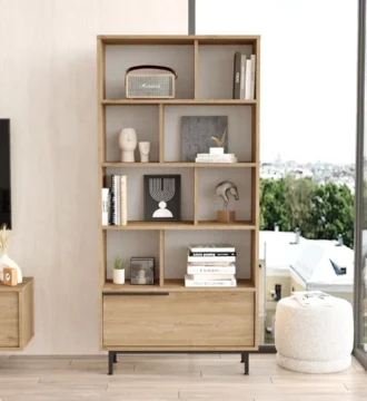 Bibliothèque décoratif - bois clair