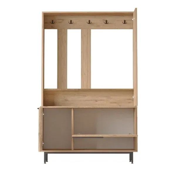 Meuble d'entrée avec miroir Bois clair – Image 2