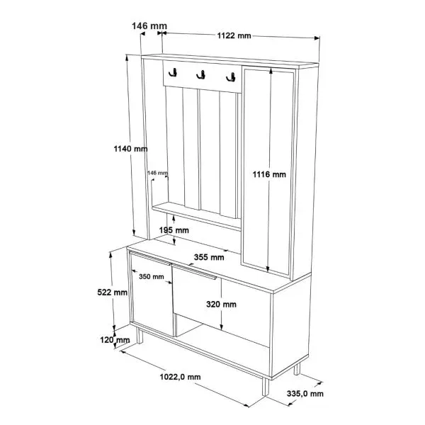 Meuble d'entrée avec miroir Bois clair – Image 4